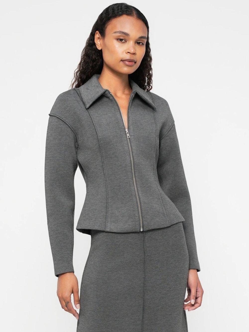 Day Birger et Mikkelsen Structured Grey Zip Front Blazer Jacket size XL